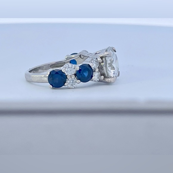3ct Moissanite with Sapphires - Model Sample - Picture 3 of 5